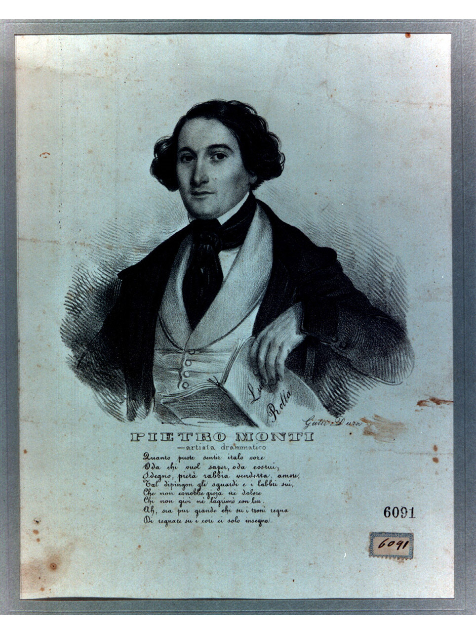 ritratto d'uomo (stampa) di Dura Gaetano, Gatti Federico (sec. XIX)