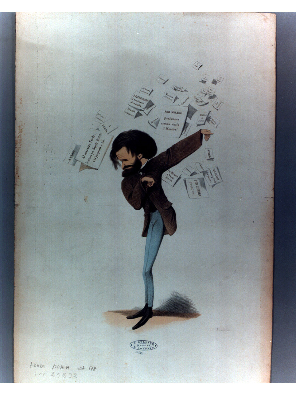 caricatura (stampa a colori, serie) di Delfico Melchiorre (sec. XIX)