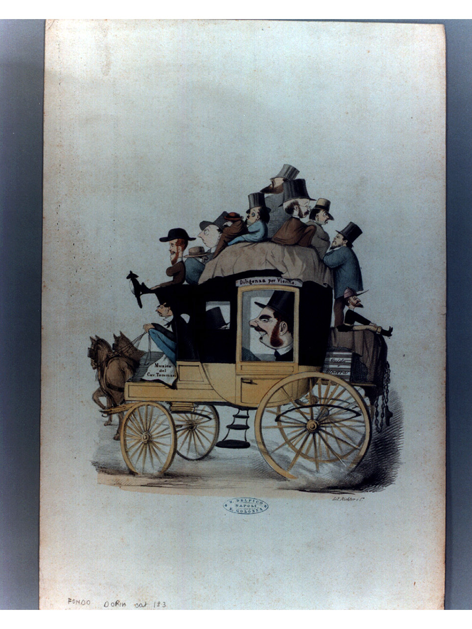 caricatura (stampa a colori, elemento d'insieme) di Richter Ludwig, Delfico Melchiorre (sec. XIX)