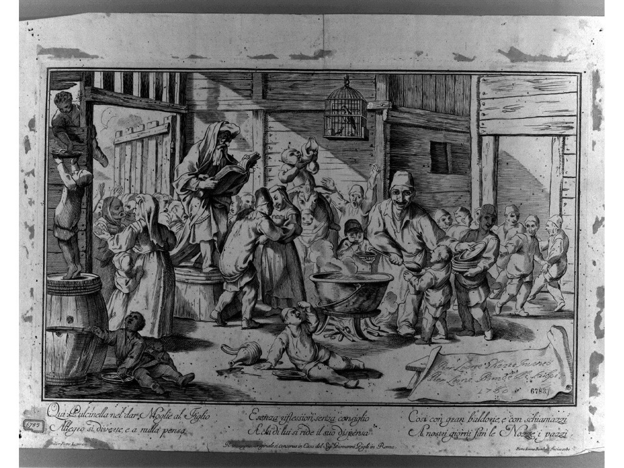 storie di Pulcinella (stampa) di Bombelli Pietro Leone (sec. XVIII)