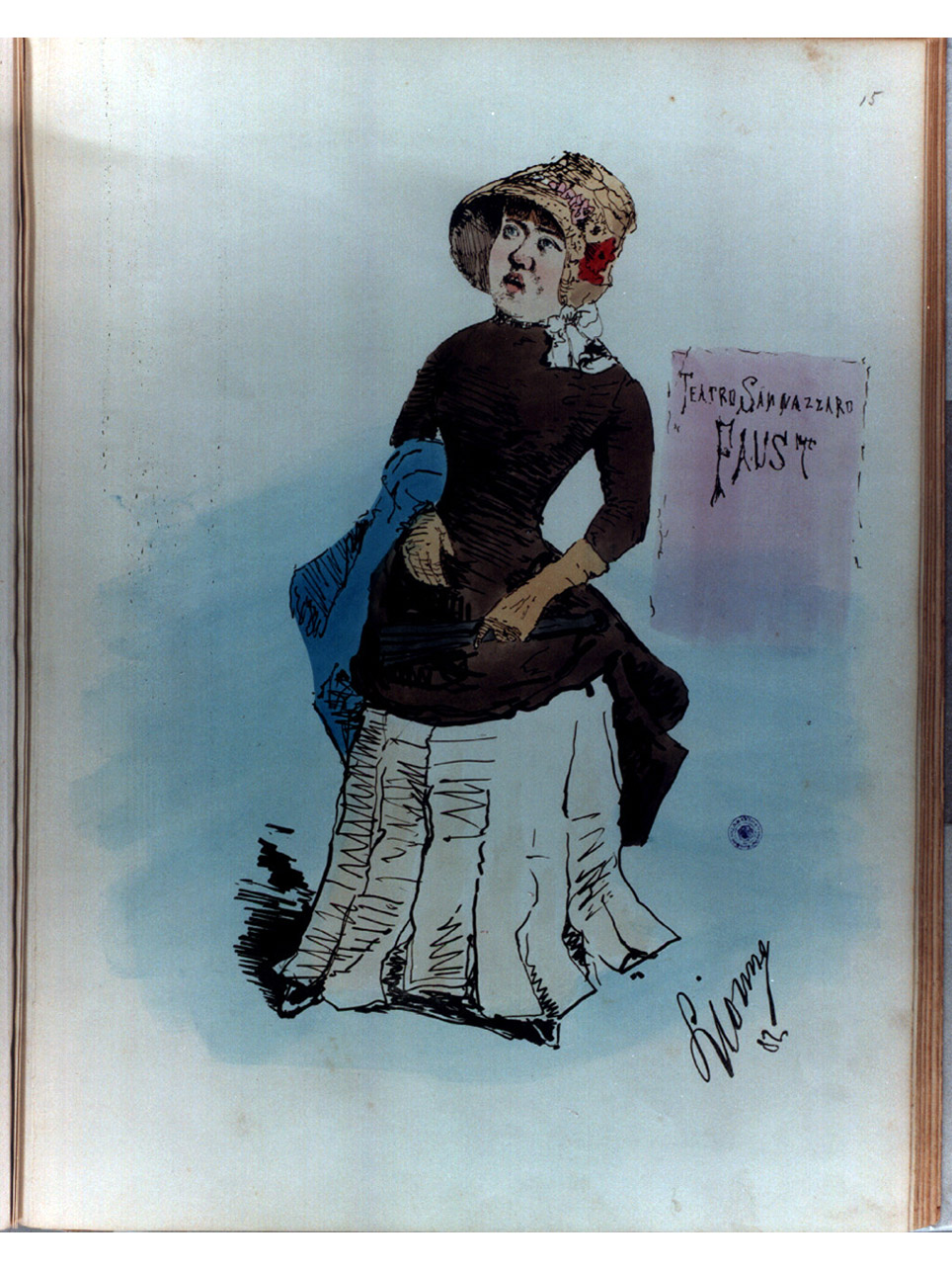 caricatura di figura femminile (stampa a colori) di Della Leonessa Enrico detto Enrico Lionne (sec. XIX)
