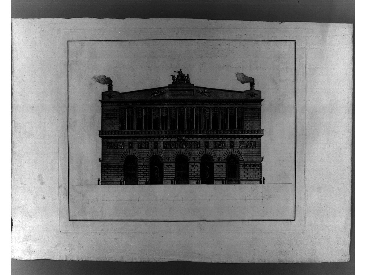 prospetto del Teatro di San Carlo (stampa) di Niccolini Antonio (sec. XIX)