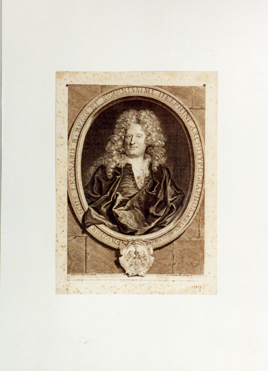 ritratto d'uomo (stampa tagliata) di Vermeulen Cornelis, Rigaud Hyacinthe (secc. XVII/ XVIII)