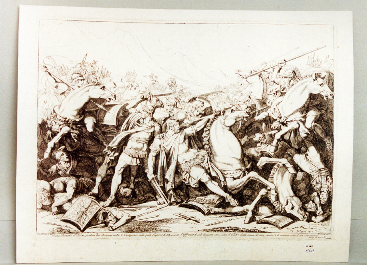 battaglia al Ticino dei romani contro i cartaginesi (stampa) di Pinelli Bartolomeo (sec. XIX)