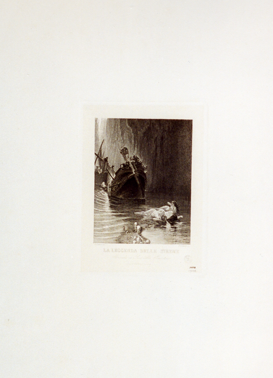 grotta marina con ninfe e vascelli affondati (stampa) di Dalbono Eduardo (sec. XIX)