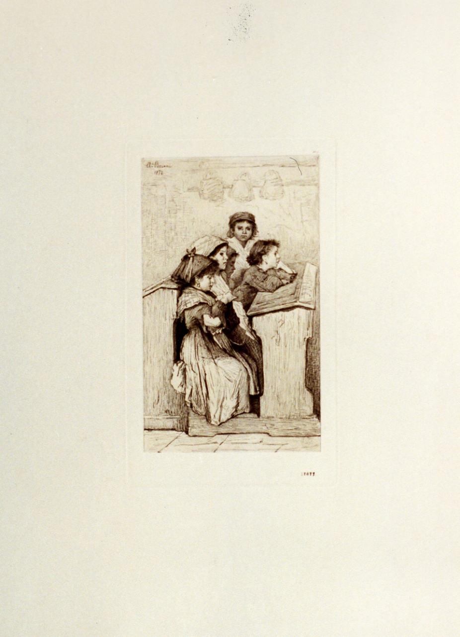 bambini a scuola (stampa) di Piccinni Antonio (sec. XIX)