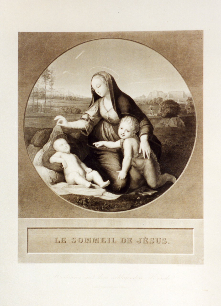 Madonna con Bambino dormiente (stampa) di Martinet Achille (prima metà sec. XIX)