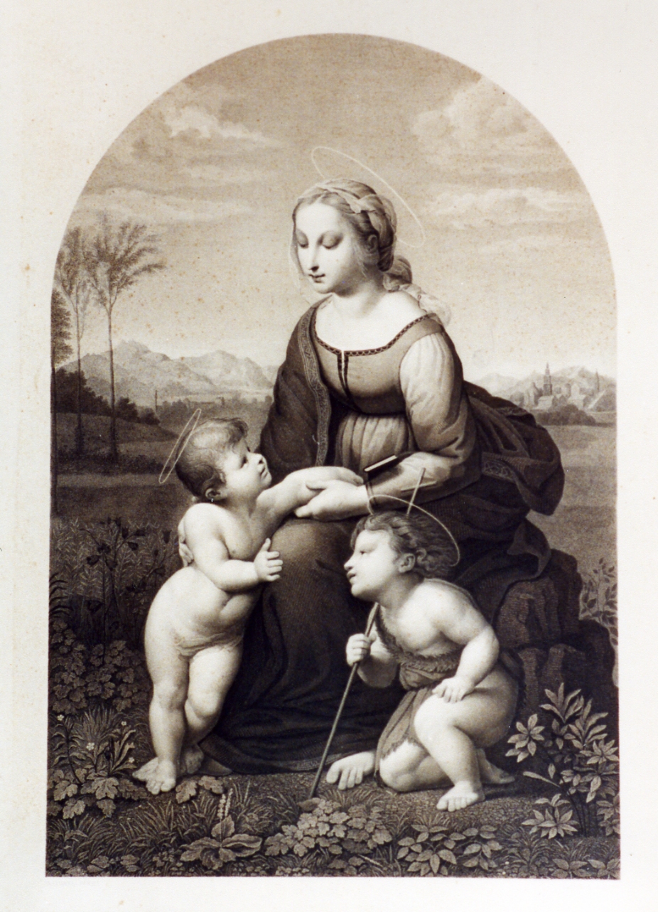 Madonna con Bambino e San Giovannino (stampa) di Laugier Jean Nicolas (sec. XIX)