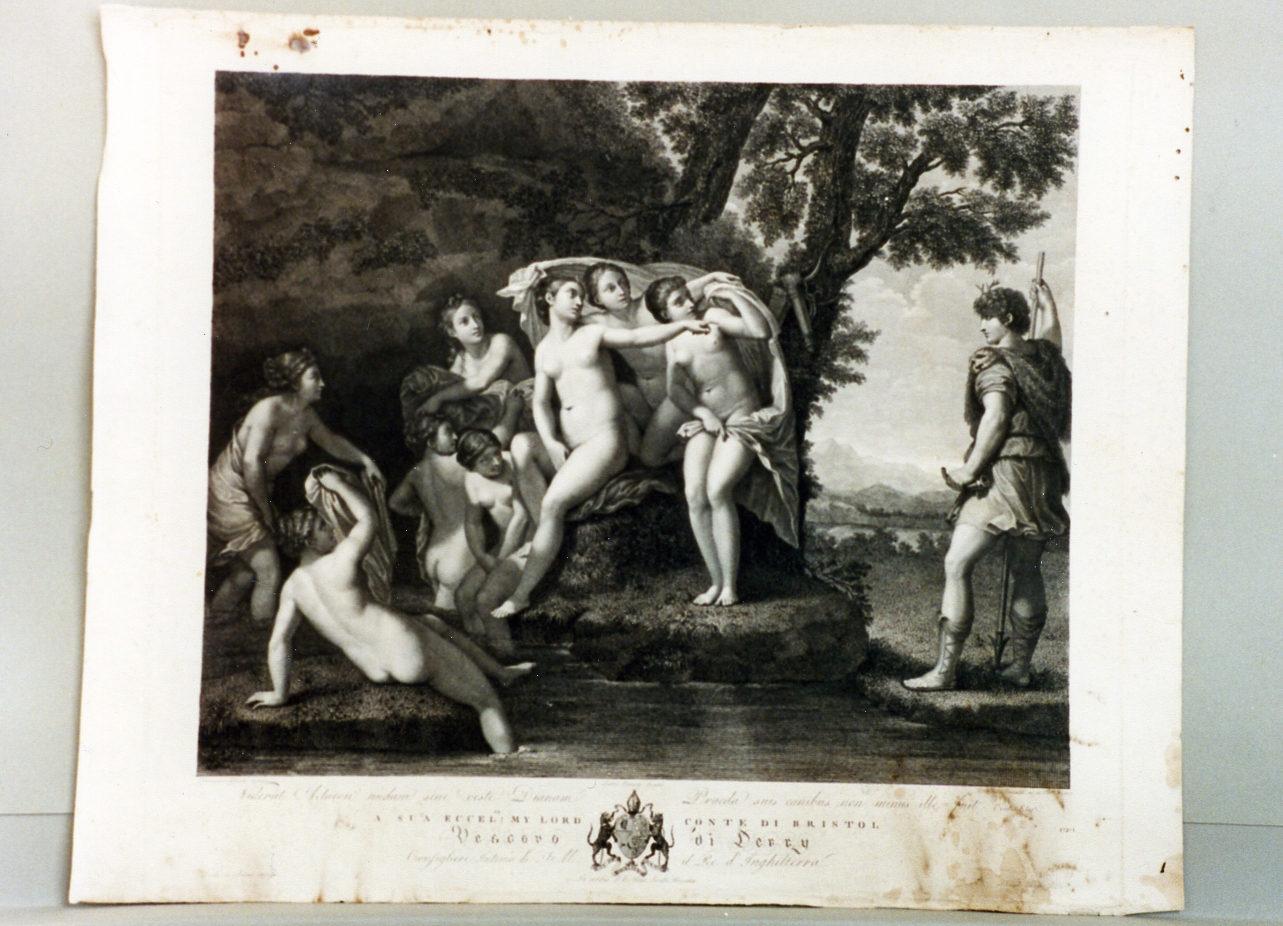 diana e le ninfe sorprese da Atteone (stampa tagliata) di Ermini Pietro, Rainaldi Francesco (sec. XIX)