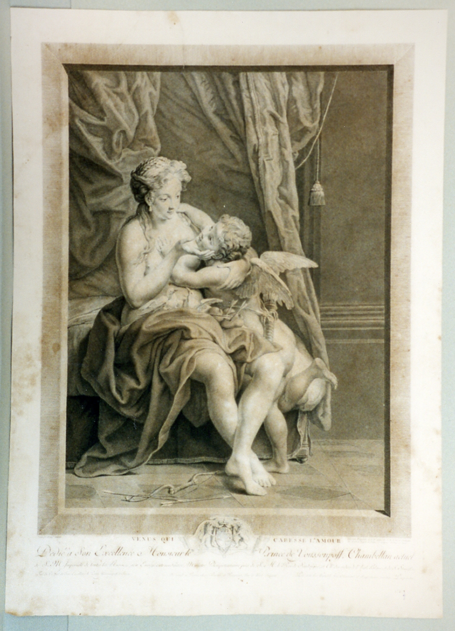 Venere accudisce Cupido (stampa) di Porporati Carlo Antonio, Batoni Pompeo Girolamo (secc. XVIII/ XIX)