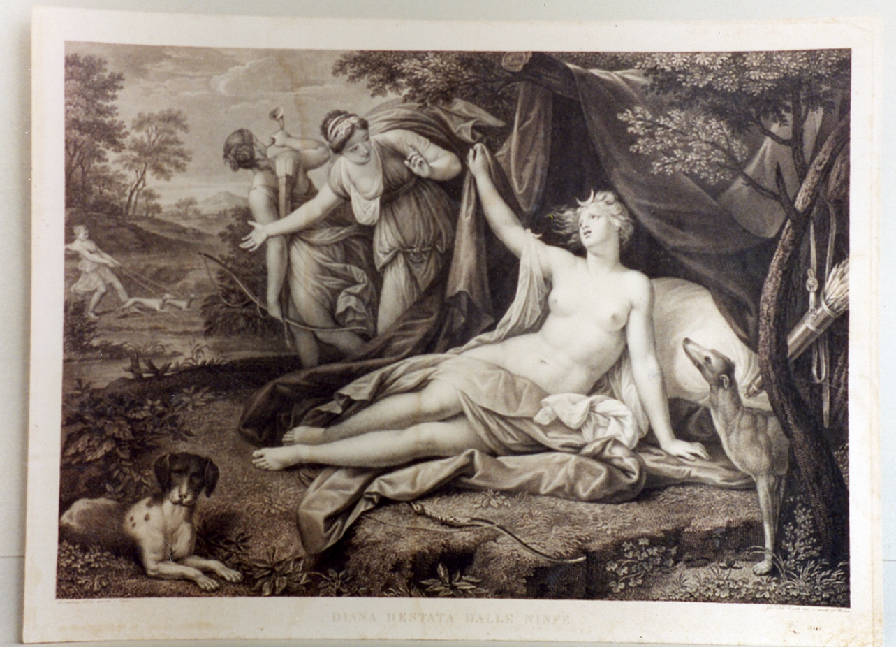 diana al bagno con le ninfe (stampa tagliata) di Folo Giovanni, Nocchi Bernardino (secc. XVIII/ XIX)