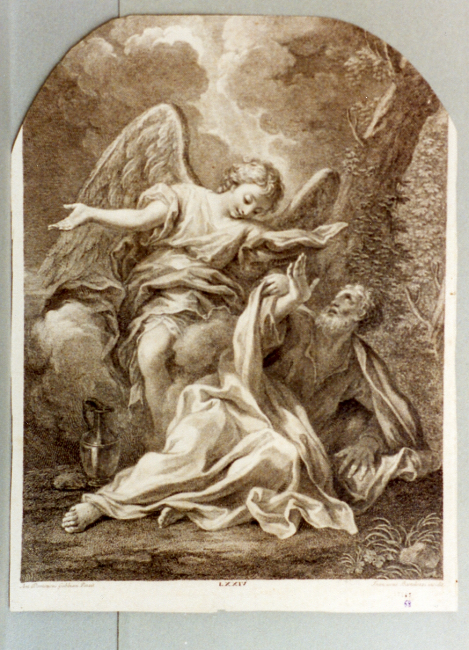 santo con angelo (stampa) di Bartolozzi Francesco, Gabbiani Antonio Domenico (secc. XVIII/ XIX)