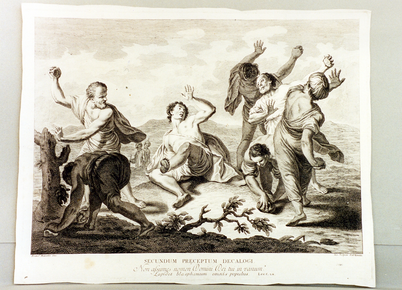 lapidazione del blasfemo (stampa tagliata) di Maggiotto Francesco, Volpato Giovanni (secc. XVIII/ XIX)