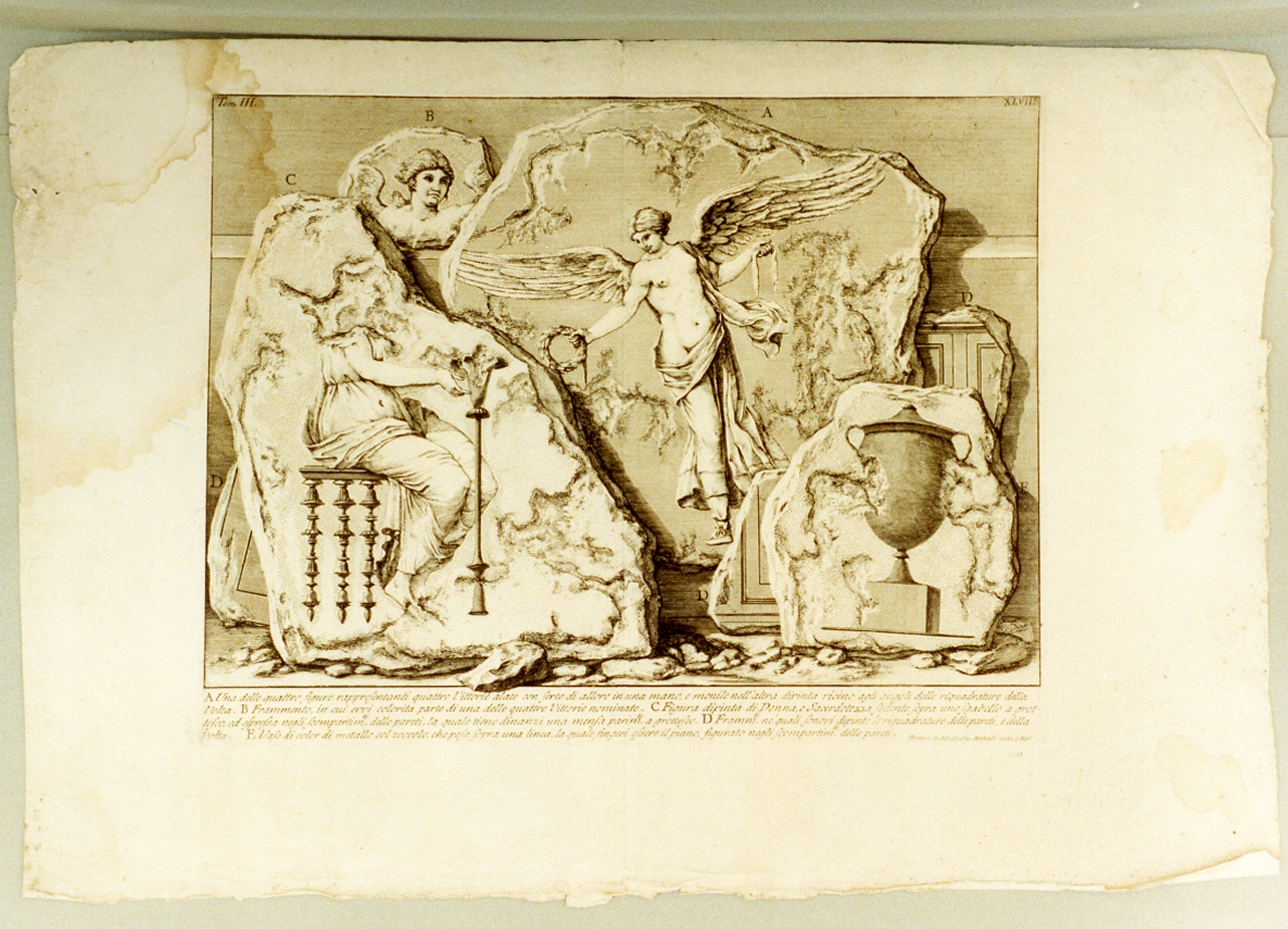 studio di figure allegoriche (stampa tagliata) di Piranesi Giovanni Battista, Barbault Jean (sec. XVIII)