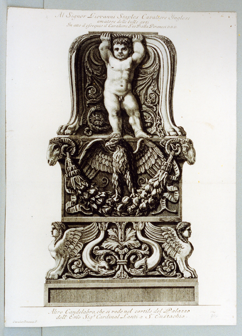 candelabro antico (stampa) di Piranesi Giovanni Battista (sec. XVIII)