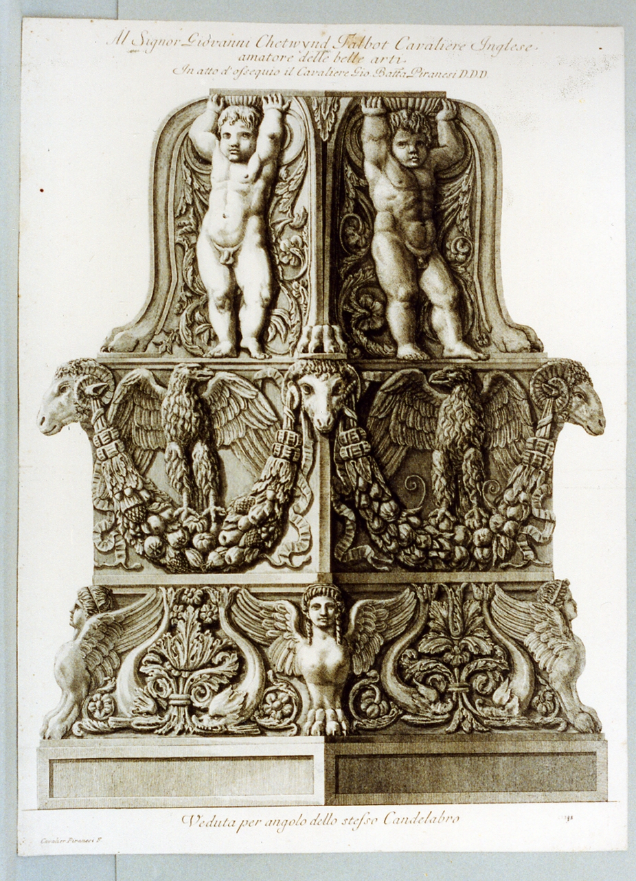 candelabro antico (stampa) di Piranesi Giovanni Battista (sec. XVIII)