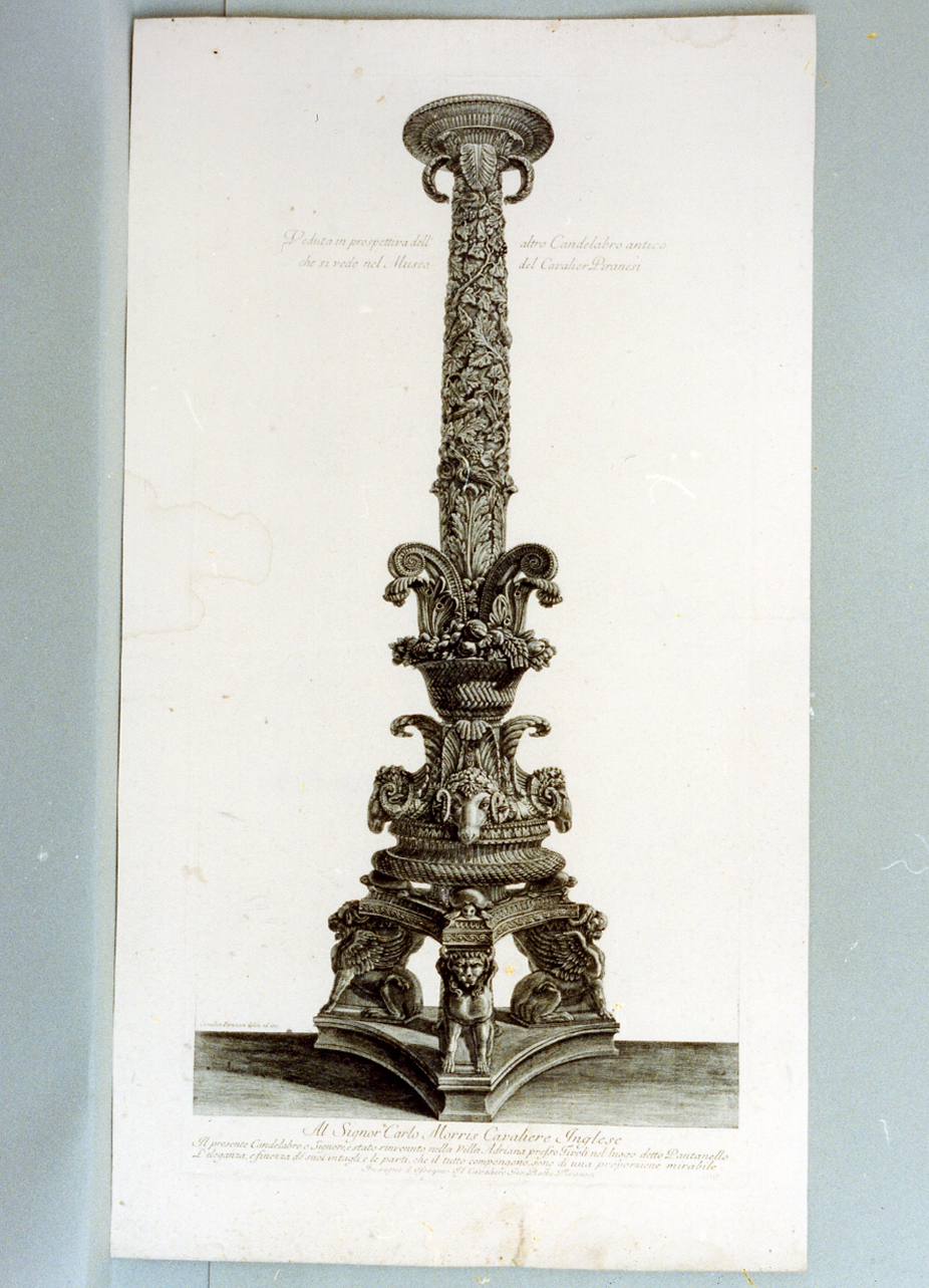 candelabro antico (stampa) di Piranesi Giovanni Battista (sec. XVIII)