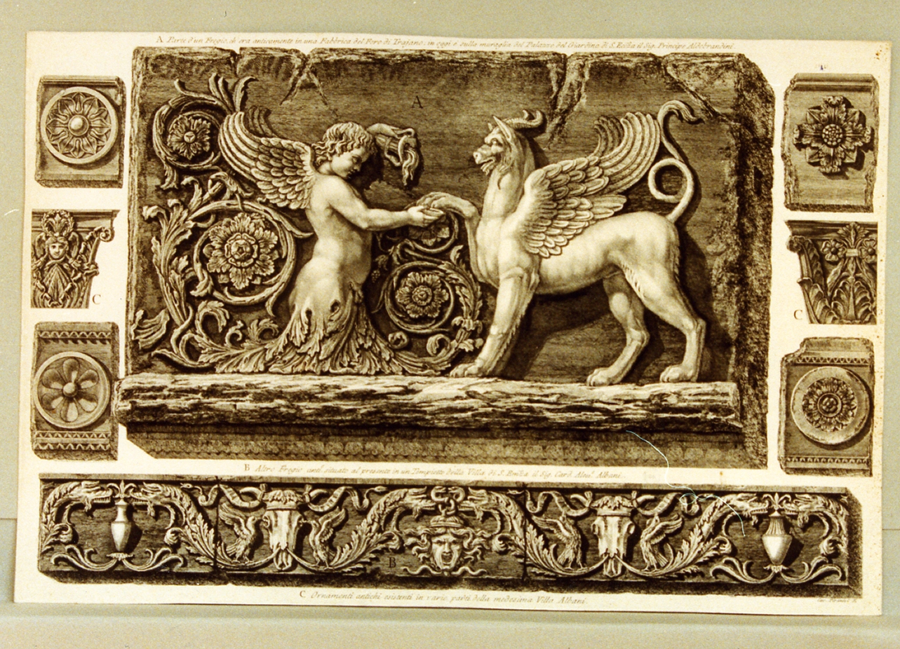 motivi decorativi vegetali con figure alate (stampa) di Piranesi Giovanni Battista (sec. XVIII)