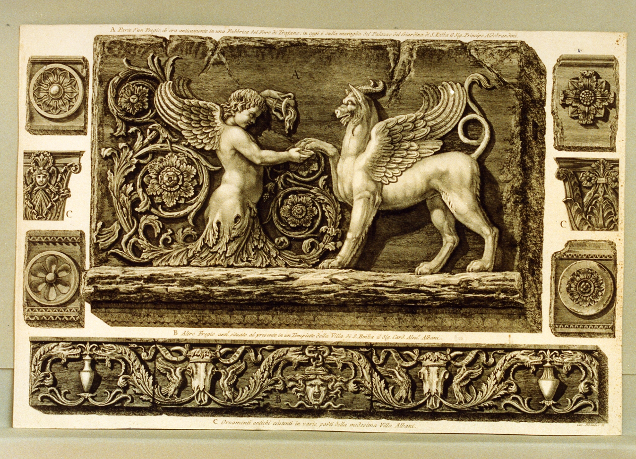 motivi decorativi vegetali con figure alate (stampa) di Piranesi Giovanni Battista (sec. XVIII)