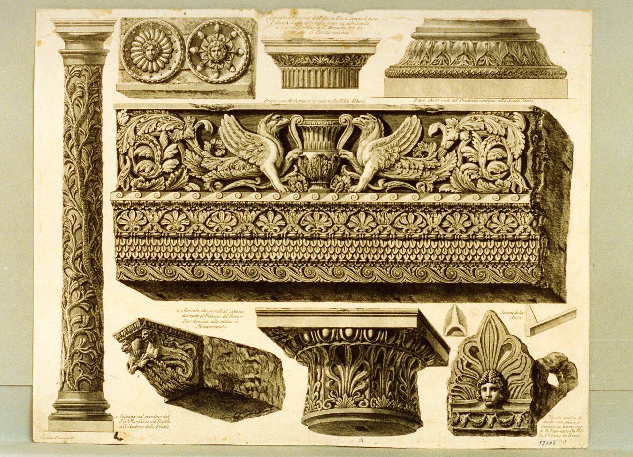 motivi decorativi vegetali e animali (stampa) di Piranesi Giovanni Battista (sec. XVIII)