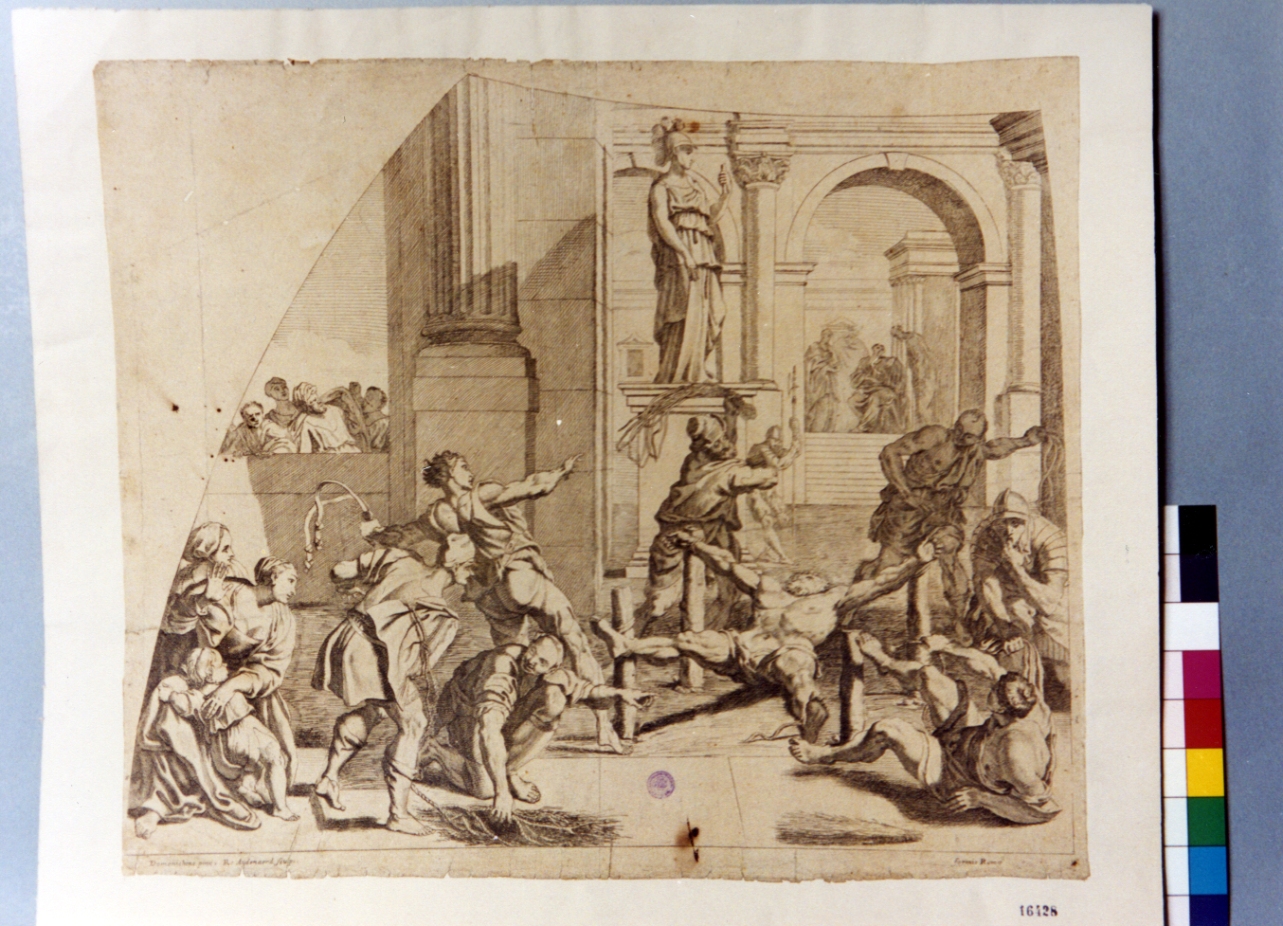 flagellazione di Sant'Andrea (stampa) di Van Audenaerde Robert (secc. XVII/ XVIII)