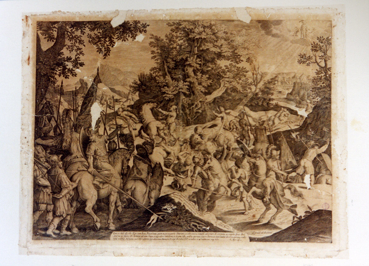 conversione di San Paolo (stampa tagliata) di Turpin Jean, Vrancx Sebastian (sec. XVI)