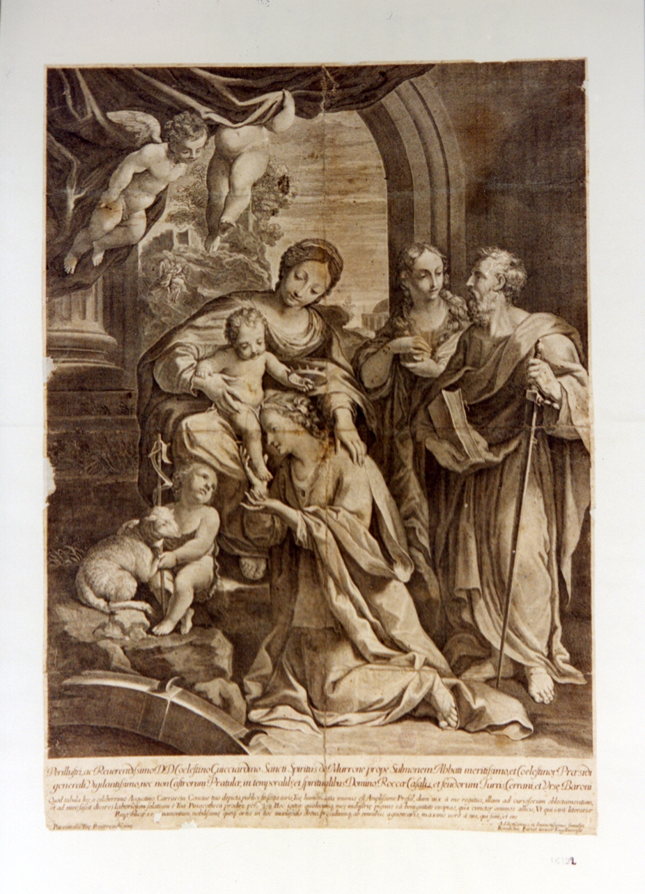 Madonna con Bambino e Santi (stampa) di Farjat Benoit (secc. XVII/ XVIII)