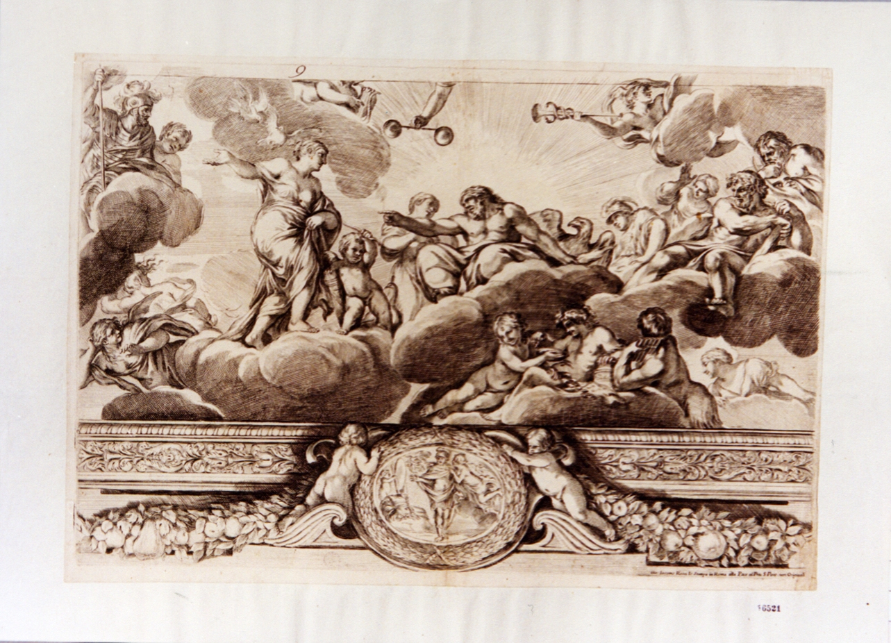 Apoteosi di Enea (stampa tagliata) di Cesio Carlo (sec. XVII)