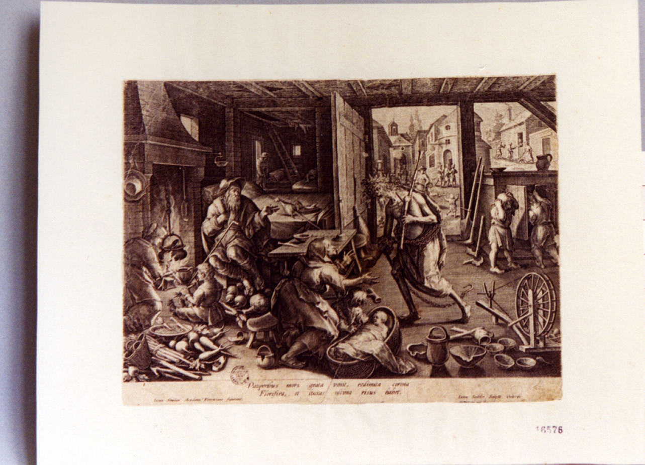 Morte (stampa) di Van der Straet Jan detto Giovanni Stradano, Sadeler Jan il Vecchio (secc. XVI/ XVII)