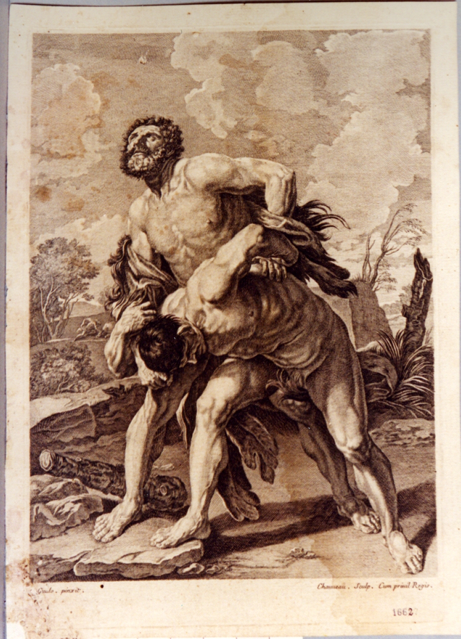 Caino uccide Abele (stampa tagliata) di Chauveau Francois (sec. XVII)