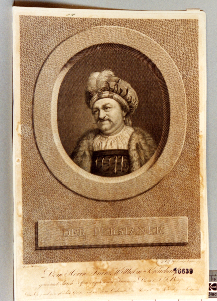 ritratto d'uomo (stampa) di Bause Johann Friedrich (sec. XVIII)