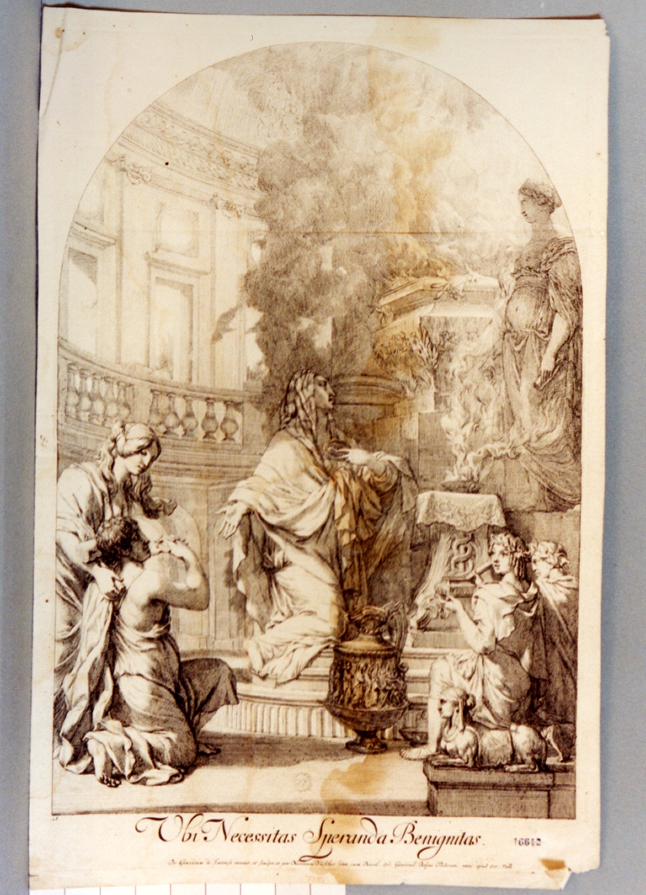 allegoria della necessità e della benevolenza (stampa tagliata) di De Lairesse Gèrard (secc. XVII/ XVIII)