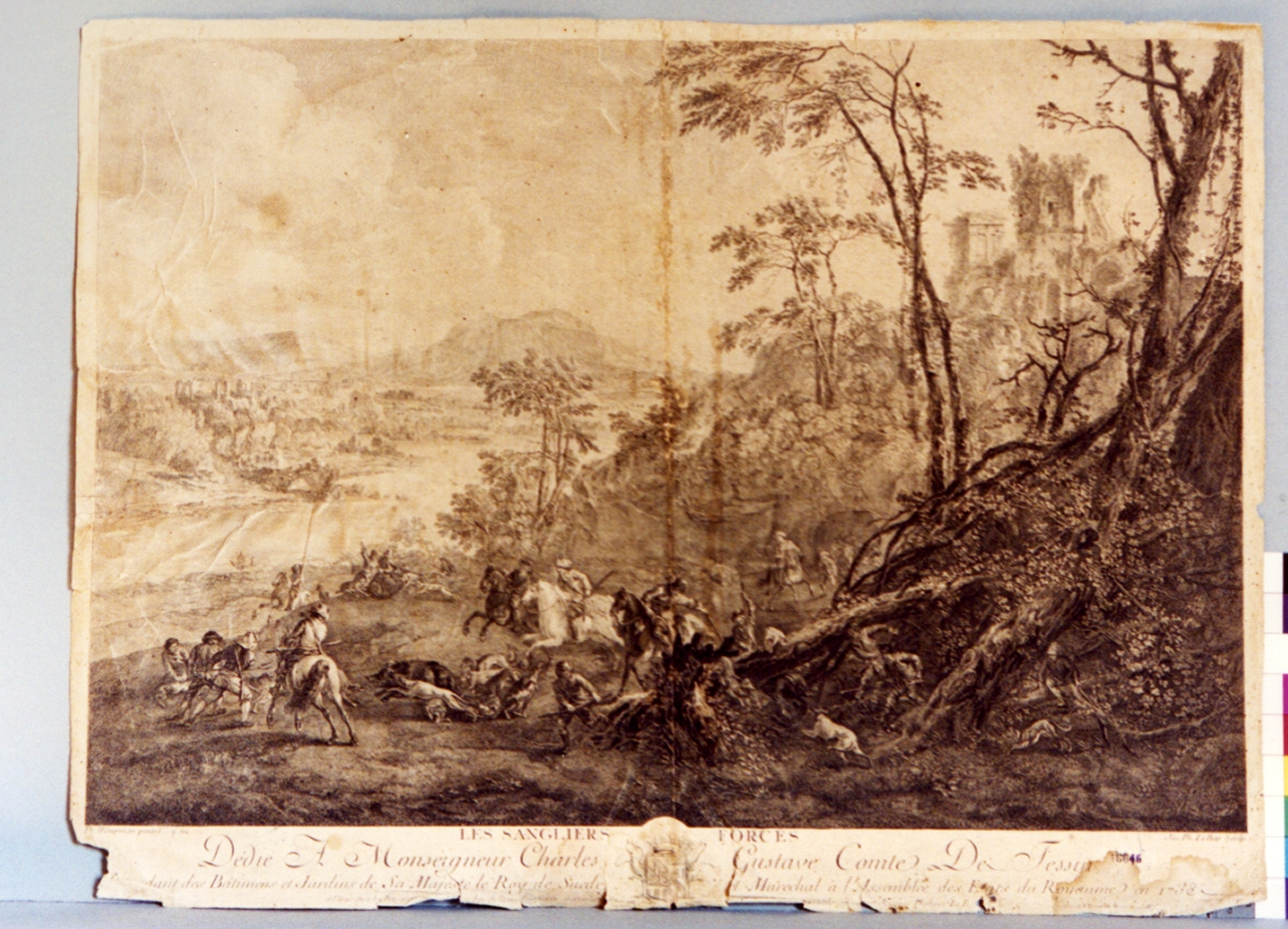 scena di caccia (stampa) di Le Bas Jacques Philippe (sec. XVIII)