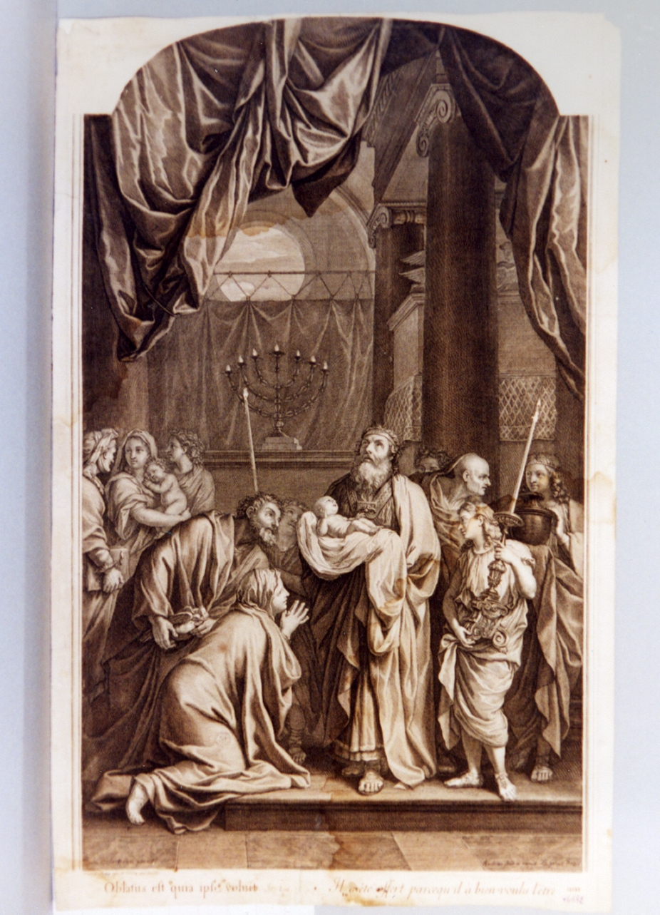 presentazione di Gesù al tempio (stampa) di Audran Michel (secc. XVII/ XVIII)