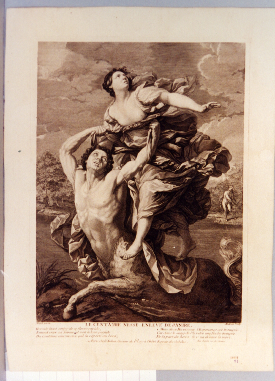 ratto di Deianira (stampa tagliata) di Audran Michel (secc. XVII/ XVIII)