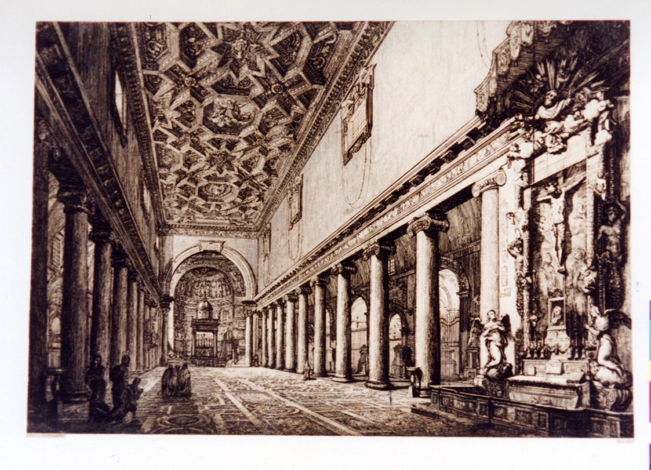 interno di Santa Maria Maggiore a Roma (stampa) di Sarti Antonio (sec. XIX)