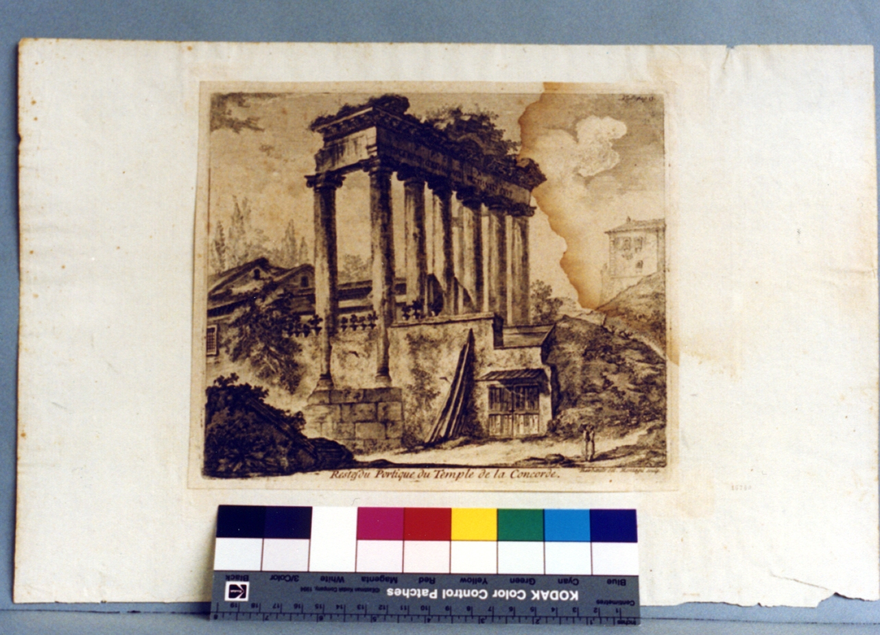 paesaggio con rovine (stampa tagliata) di Montagu Domenico, Barbault Jean (sec. XVIII)