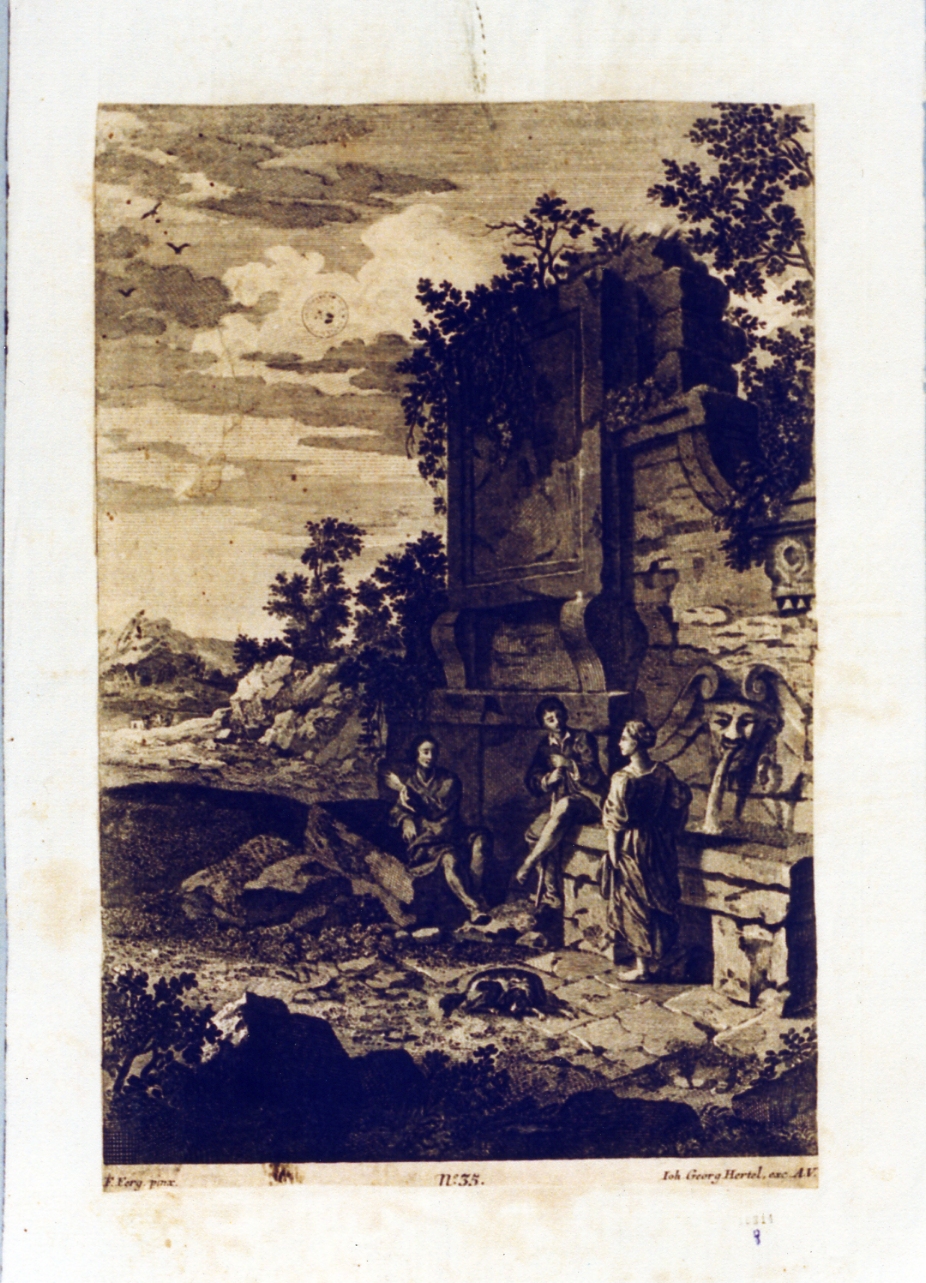 paesaggio con figure (stampa) di Fergola Francesco, Hertel Johann George (secc. XVIII/ XIX)