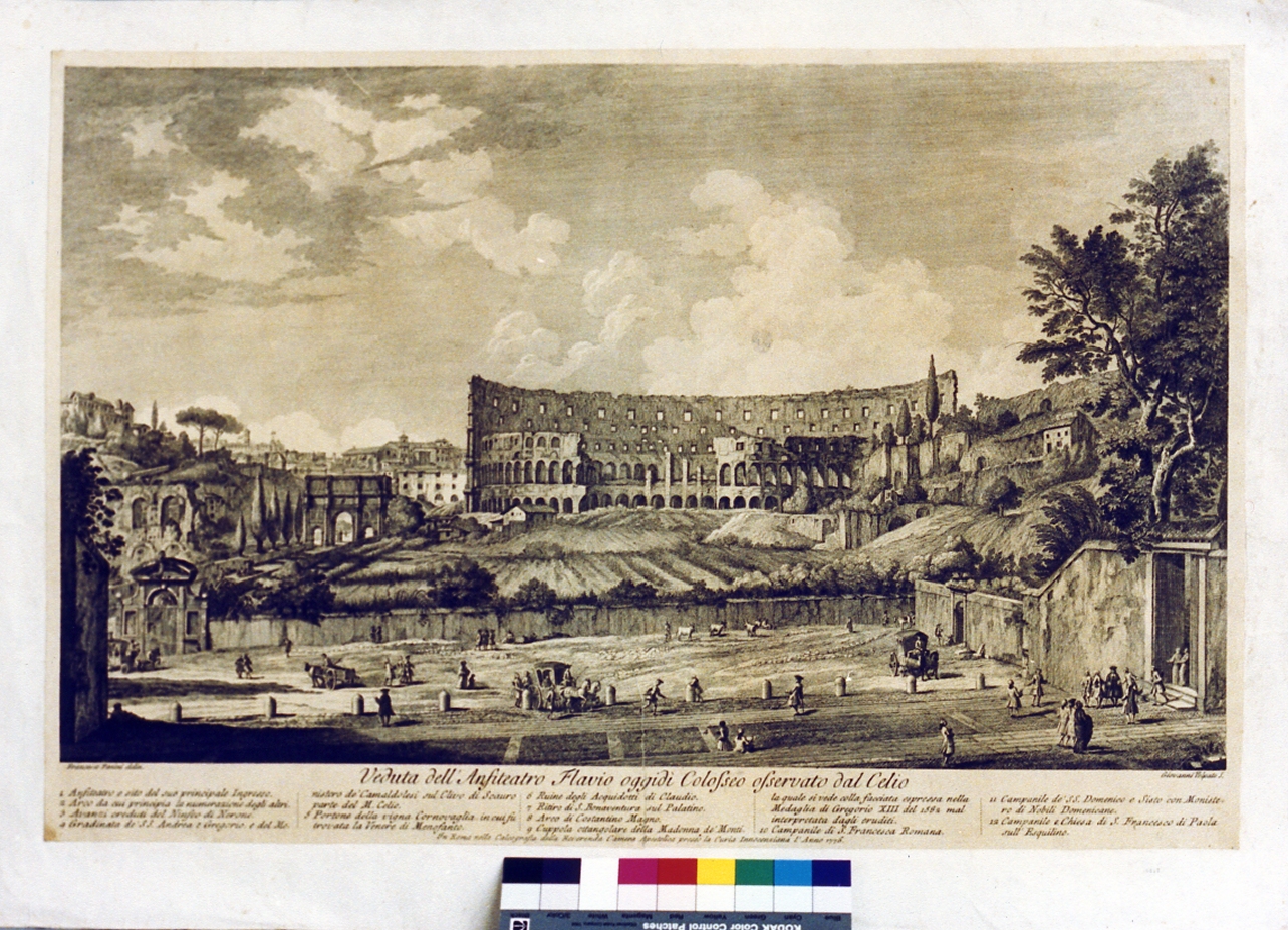 veduta del Colosseo (stampa) di Panini Francesco, Volpato Giovanni (sec. XVIII)