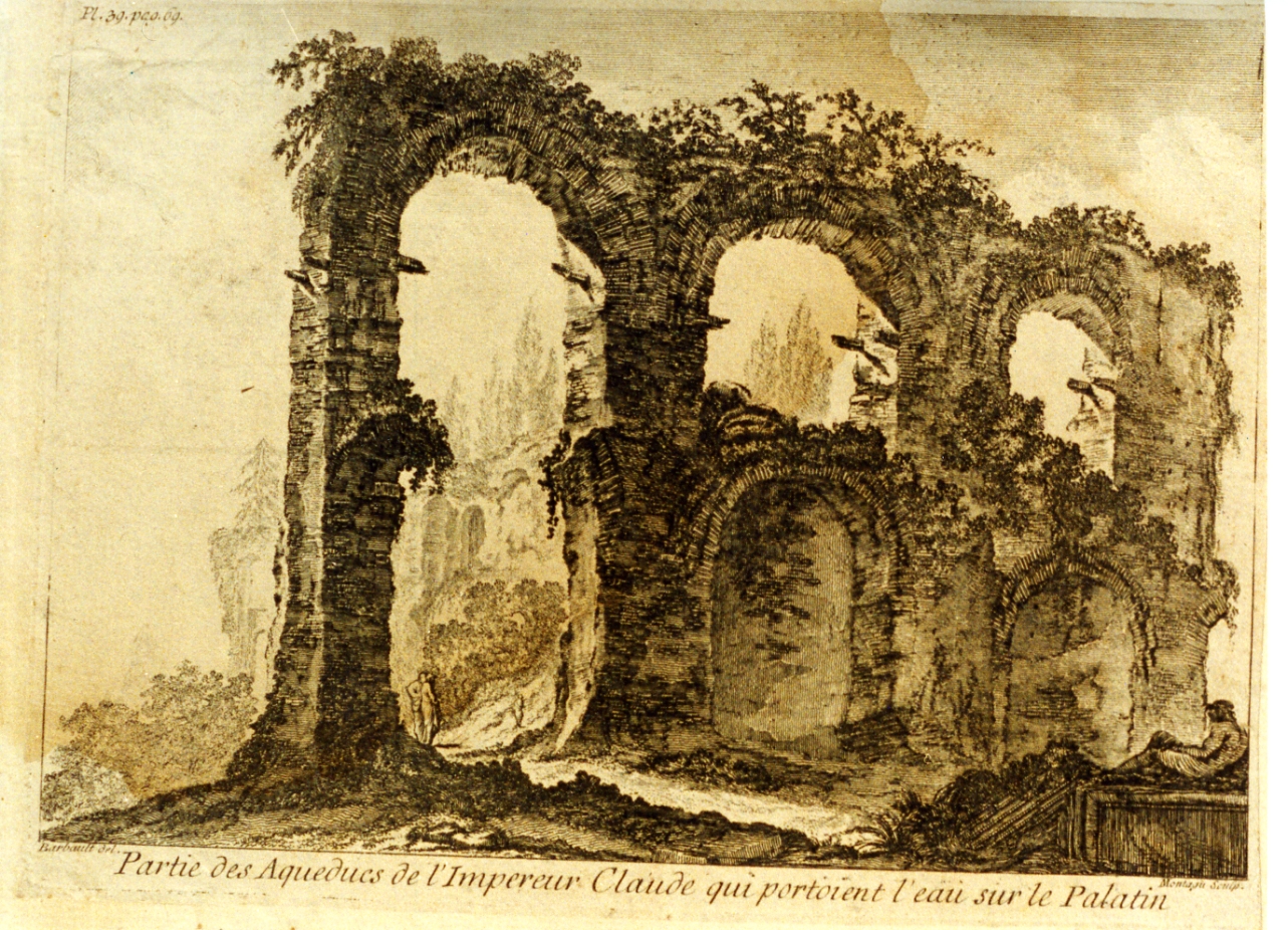 paesaggio con rovine (stampa) di Montagu Domenico, Barbault Jean (sec. XVIII)