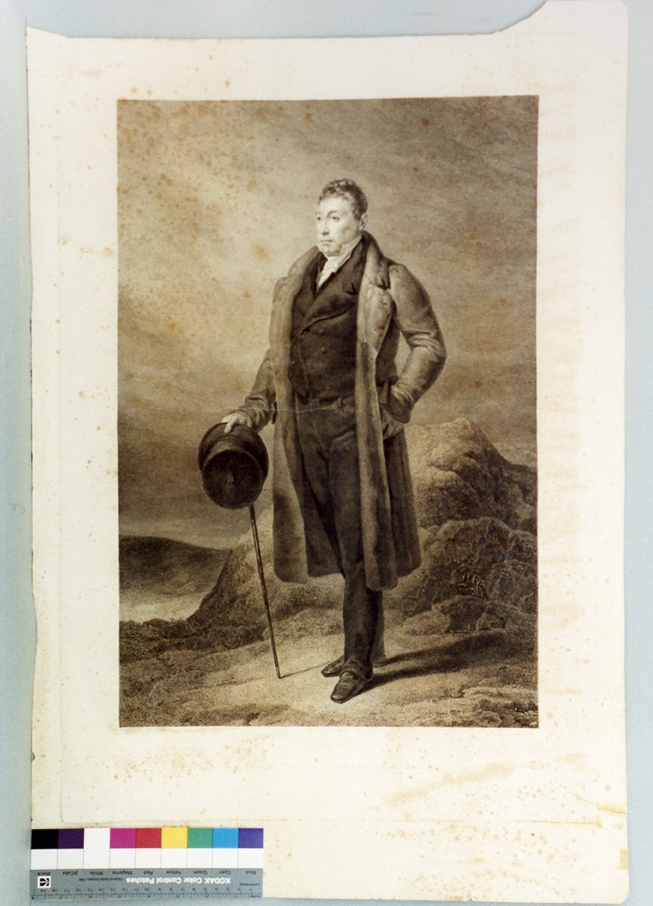 ritratto d'uomo (stampa tagliata) di Scheffer Ary, Leroux Jean Marie (sec. XIX)
