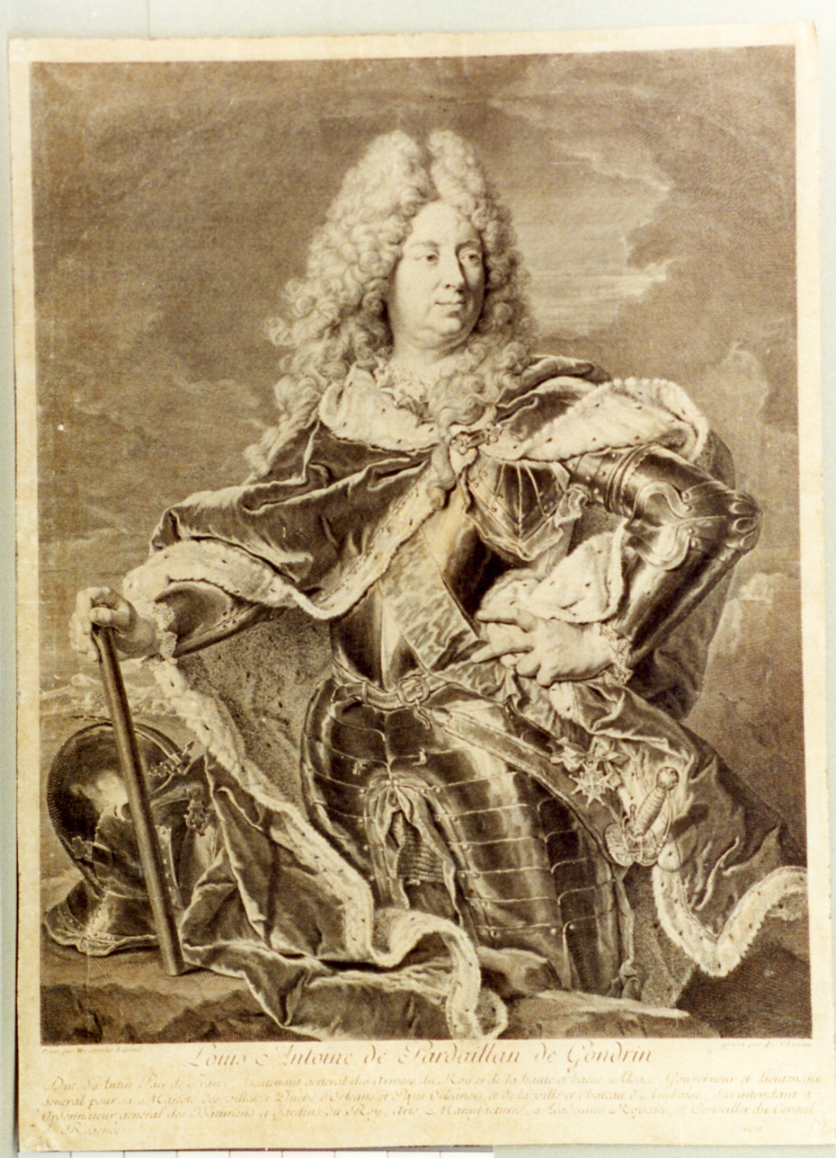 ritratto d'uomo (stampa) di Rigaud Hyacinthe, Chereau Francois I (sec. XVIII)