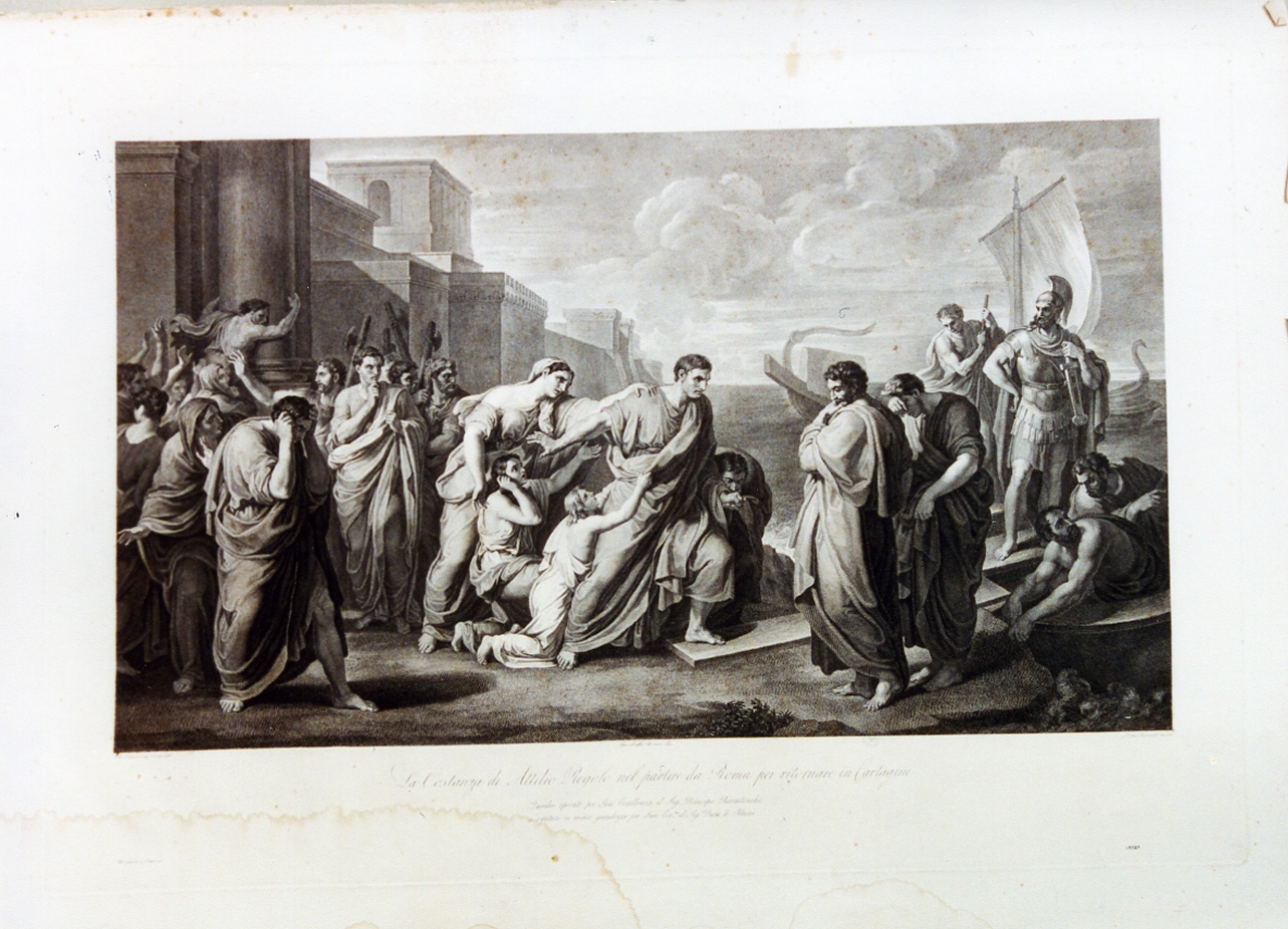 Attilio Regolo parte per Cartagine (stampa) di Marchetti Domenico (prima metà sec. XIX)