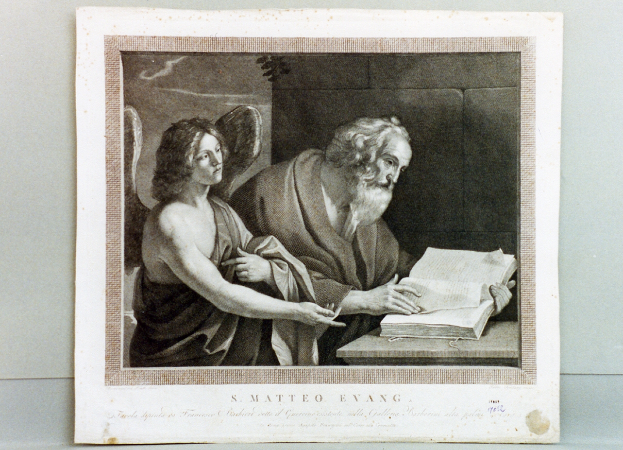 San Matteo e l'angelo (stampa tagliata) di Fontana Pietro (secc. XVIII/ XIX)
