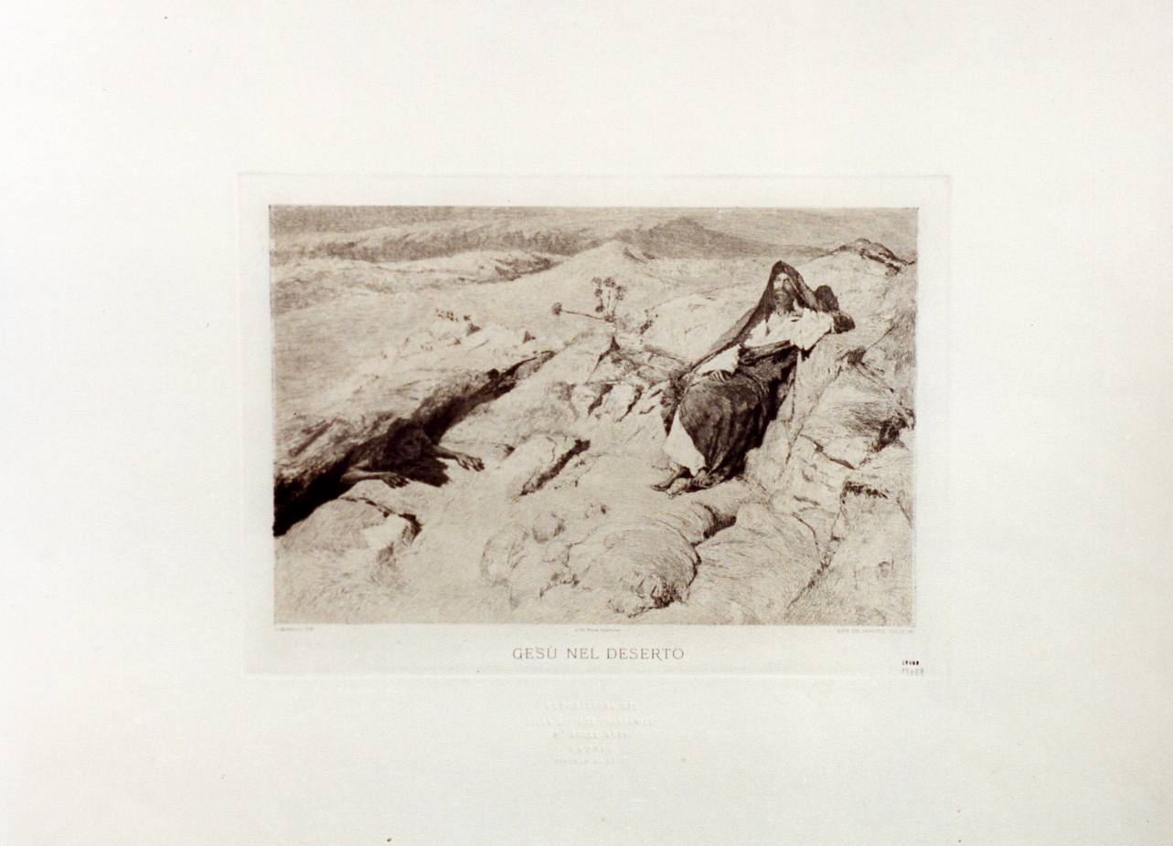 Cristo nel deserto (stampa) di De Sanctis Giuseppe, Morelli Domenico (sec. XIX)