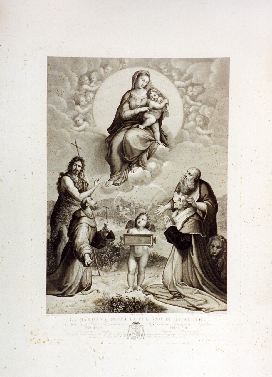 Madonna con Bambino in gloria (stampa) di Pavon Ignazio (sec. XIX)