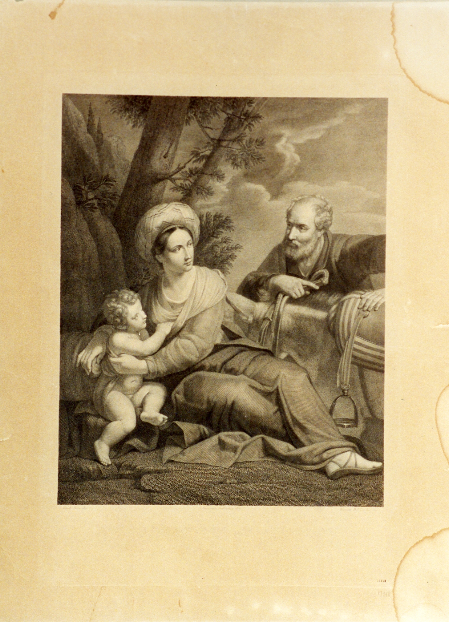 riposo nella fuga in Egitto (stampa) di Del Vecchio Beniamino, Salomone Giovanni (prima metà sec. XIX)