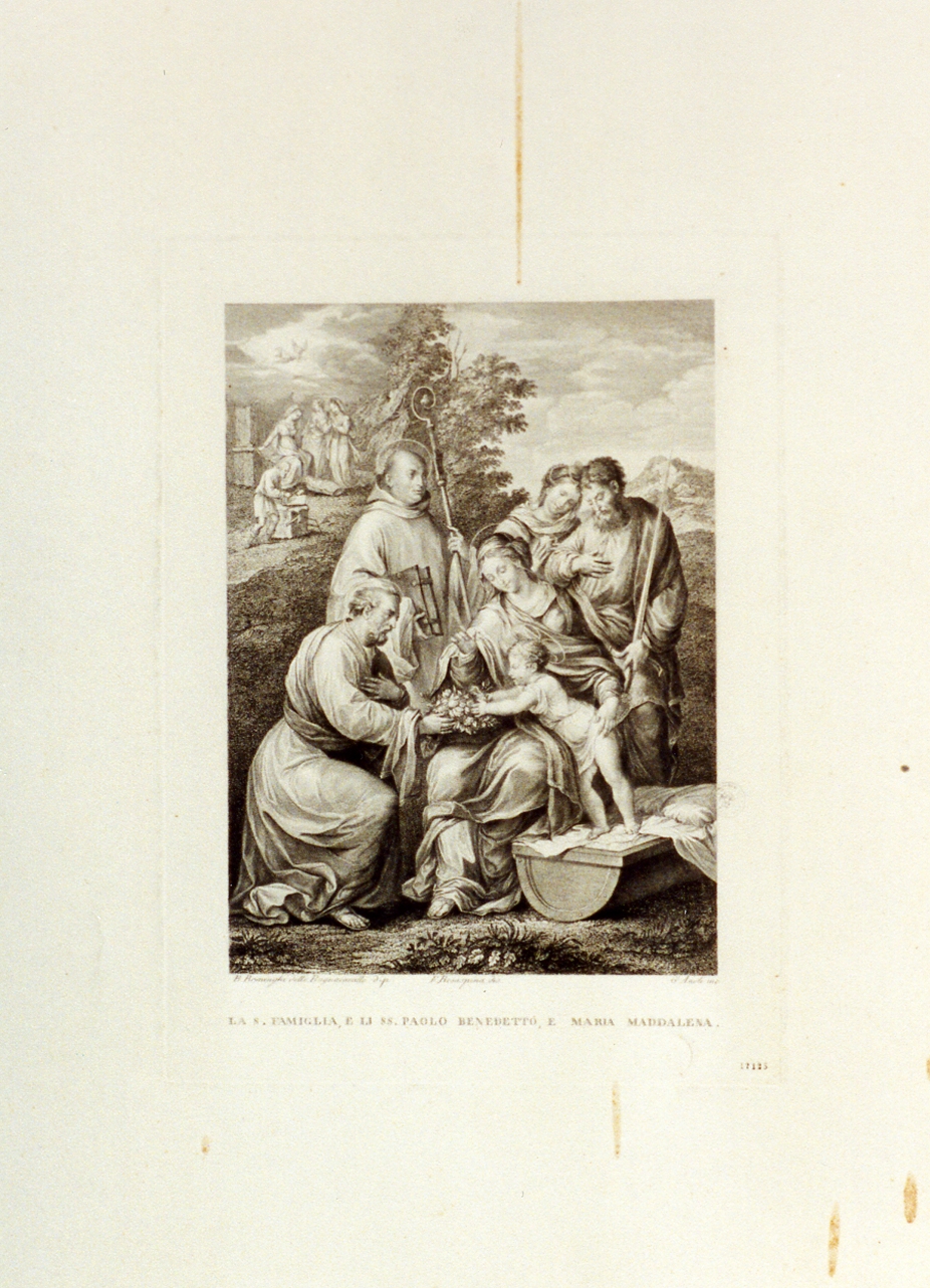 Sacra Famiglia con due santi (stampa) di Rosaspina Francesco, Asioli Giuseppe (sec. XIX)