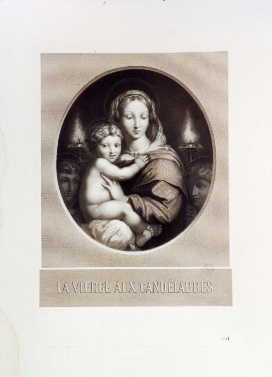 Madonna con Bambino e angeli (stampa tagliata) di Levy Gustave (sec. XIX)