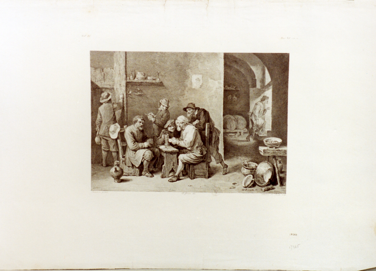interno di osteria con figure (stampa) di Gonin Francesco, Silvani Gaetano (sec. XIX)